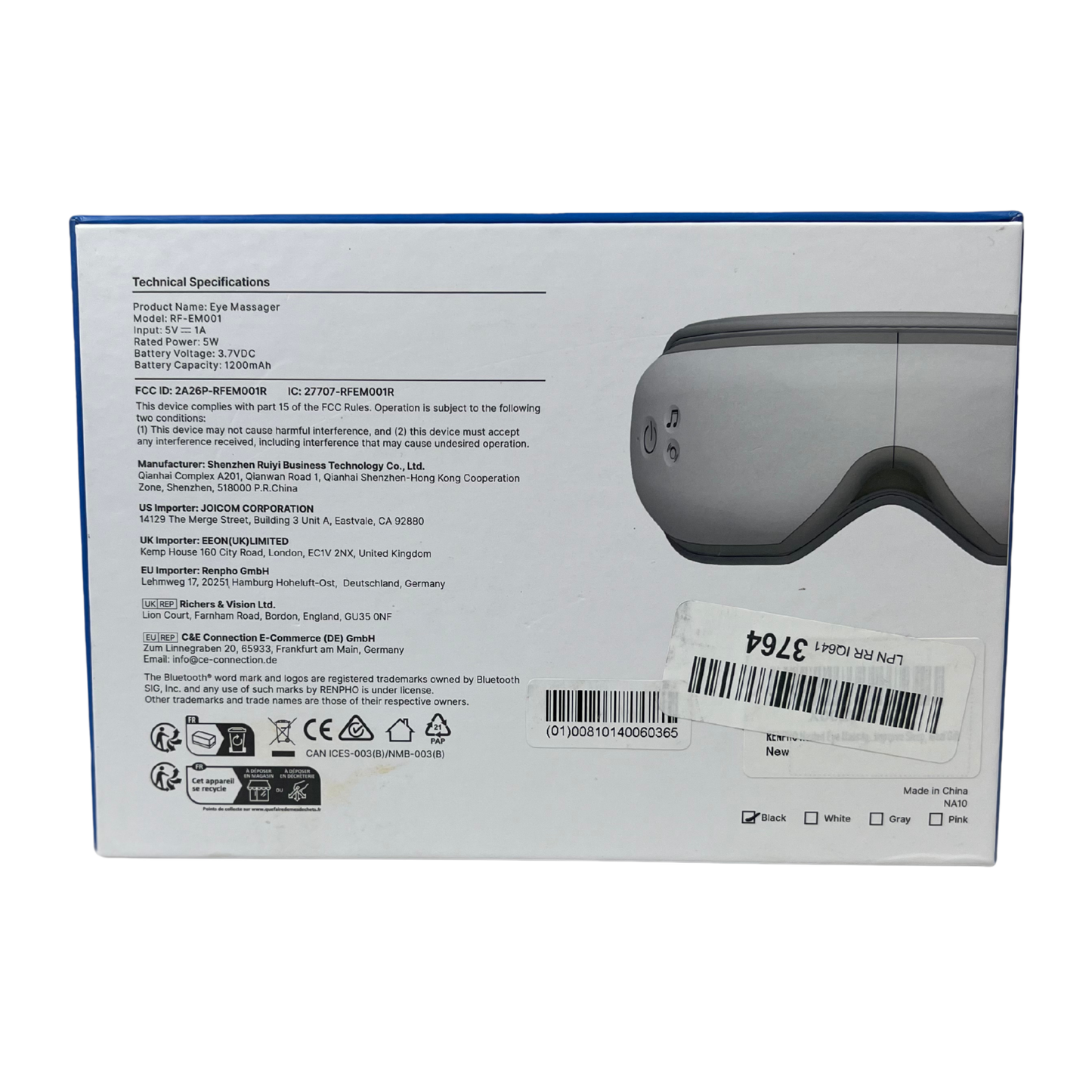 Rechargeable Eye Massager with Heat, Vibration & Bluetooth Music | Foldable Eye Mask for Relaxation, Eye Strain & Fatigue Relief