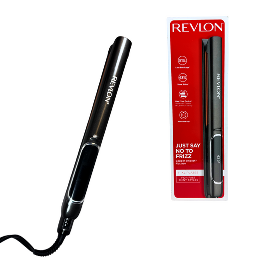Copper Smooth 1" Ceramic Flat Iron, 435°F, 30 Heat Settings, Dual Voltage