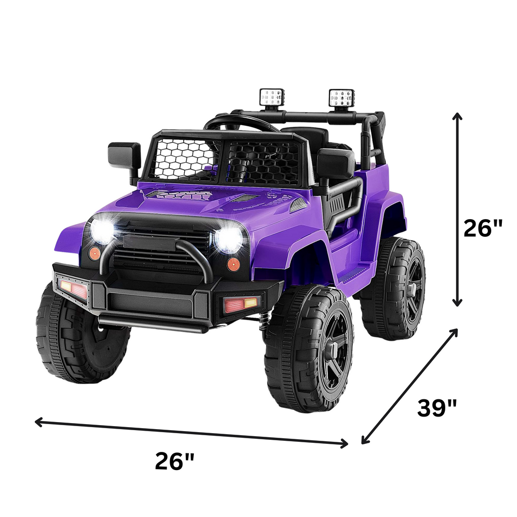 Ride on Car, 12V Battery Powered Truck Vehicle with Remote Control, Spring Suspension, Headlights, Music, Horn, MP3, USB & Aux Port, Gift for Boys Girls, Electric Car for Kids (Purple)