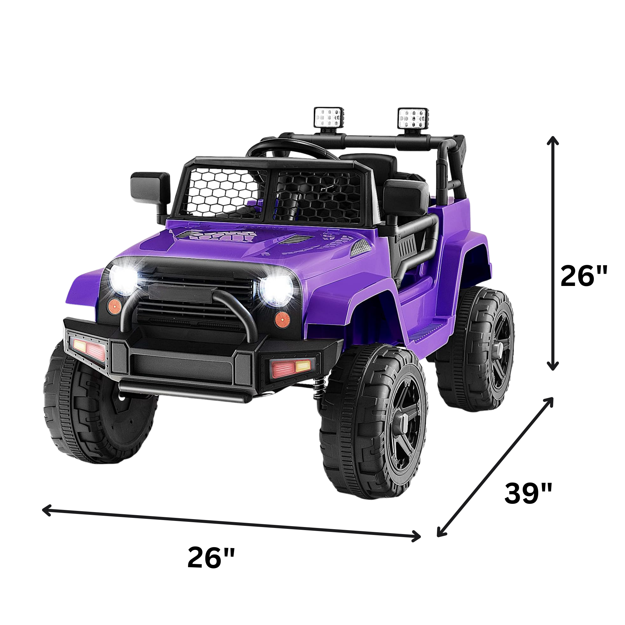 Ride on Car, 12V Battery Powered Truck Vehicle with Remote Control, Spring Suspension, Headlights, Music, Horn, MP3, USB & Aux Port, Gift for Boys Girls, Electric Car for Kids (Purple)