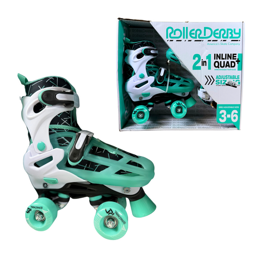 Roller Derby Falcon 2-in-1 Kids Skates, Adjustable Quad & Inline, Size 3–6