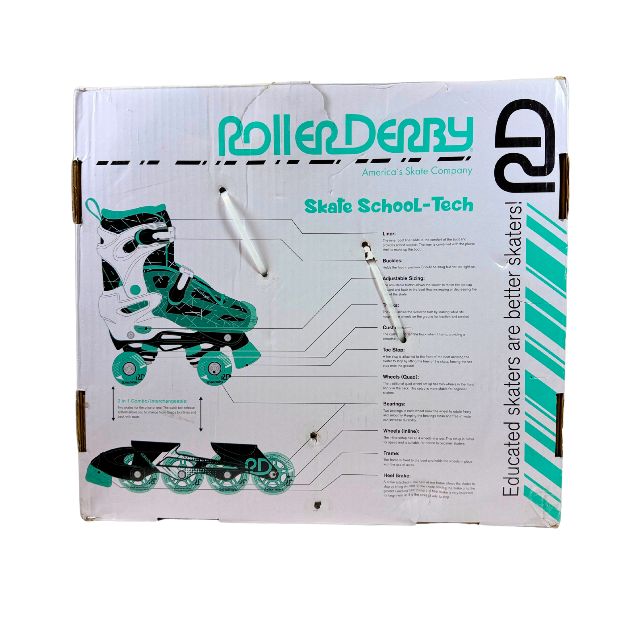 Roller Derby Falcon 2-in-1 Kids Skates, Adjustable Quad & Inline, Size 3–6