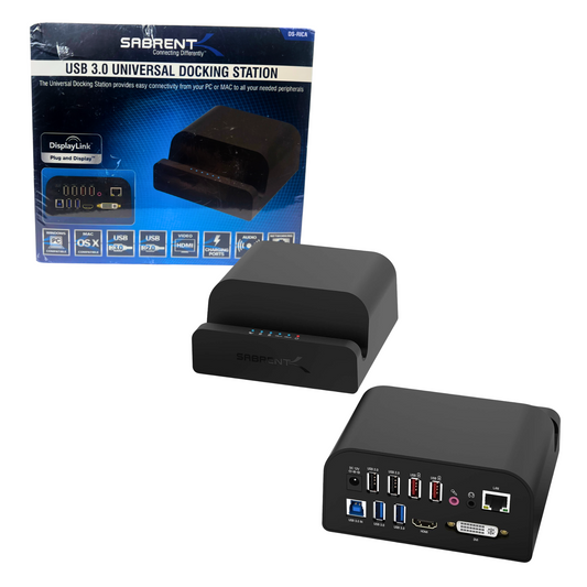 USB Docking Station with Dual HDMI & DVI, 7 USB Ports, Gigabit Ethernet, Audio & Fast Charging – Plug & Play for Laptops & PCs
