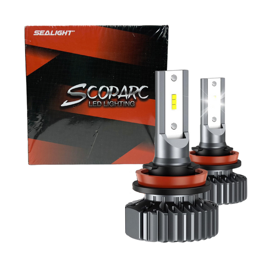 H11/H8/H9 LED Headlight Bulbs – 30,000 Lumens, Fanless, 6000K Cool White, Pack of 2