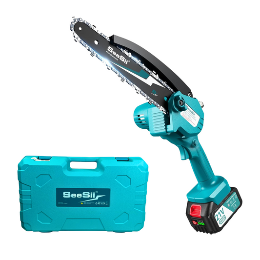 Cordless 8-Inch Mini Chainsaw with 2 Batteries, Oiler System & Safety Features