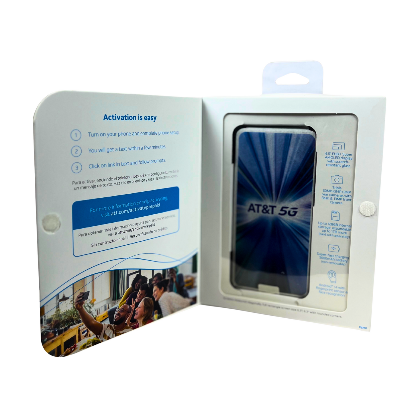 Prepaid 5G Smartphone 128GB – Blue, Super AMOLED Display, Triple Camera