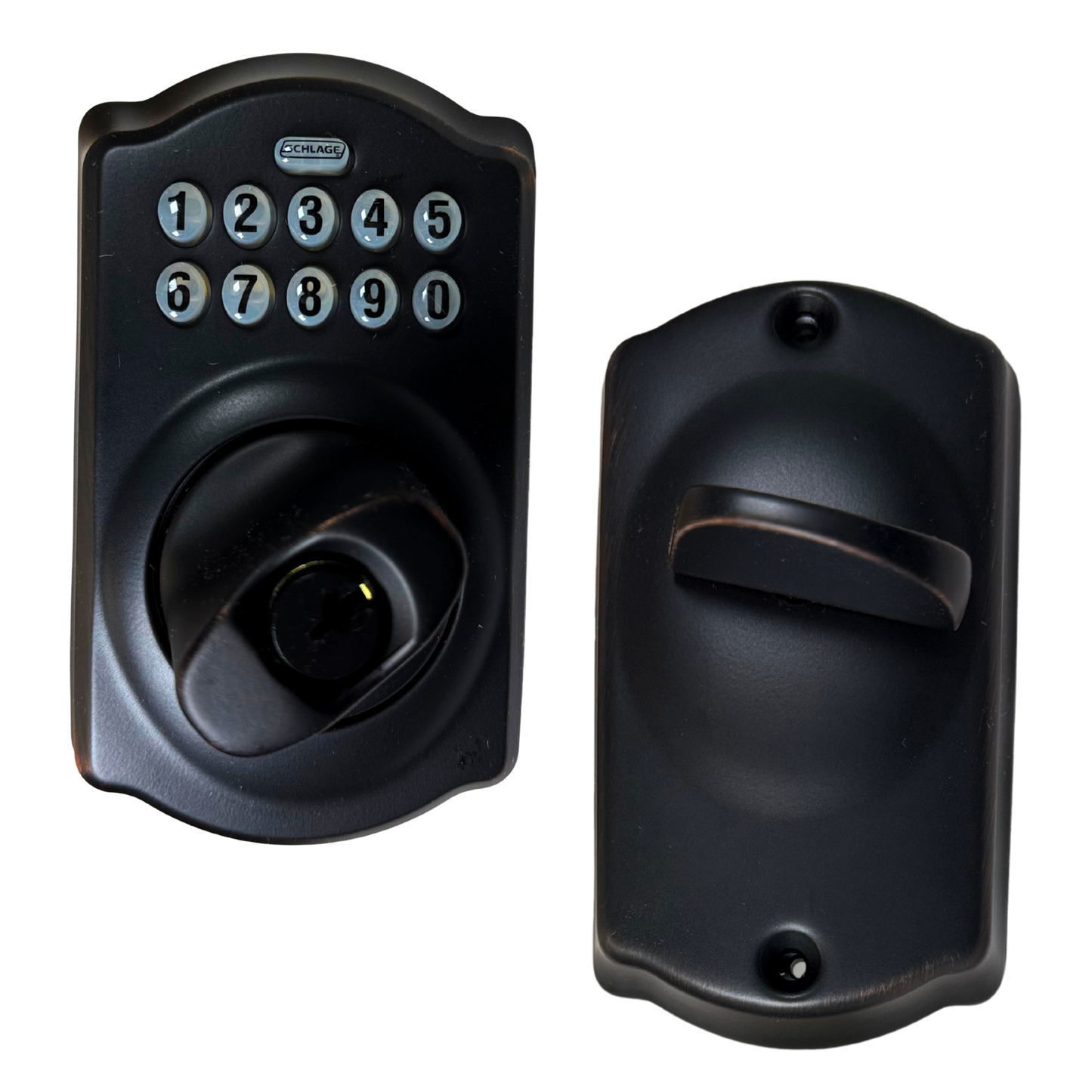 Electronic Keypad Deadbolt Lock – Keyless Entry, Illuminated Keypad, Battery Powered, Aged Bronze Finish