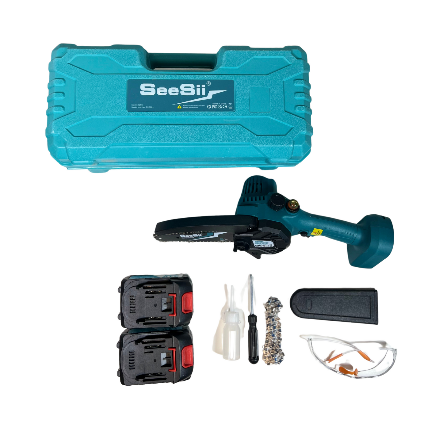 6-Inch Mini Cordless Chainsaw with 2×4.0Ah Batteries | CH600+ 900W Motor