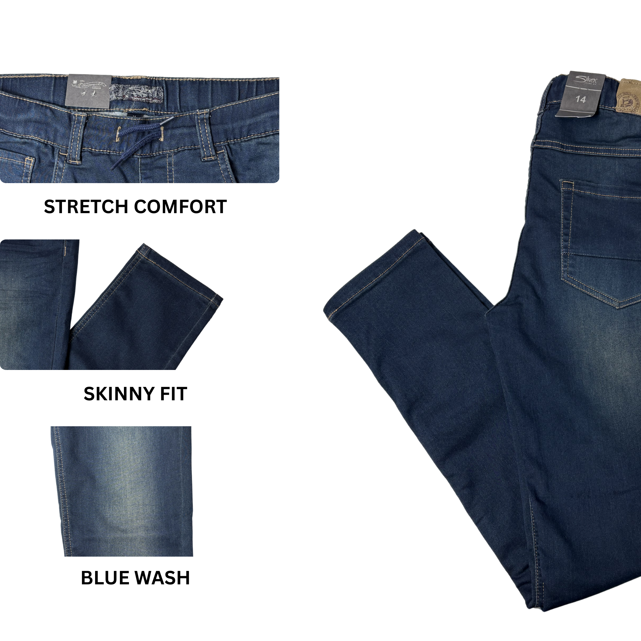 Boys’ Blue Skinny Fit Jeggings – Size 14