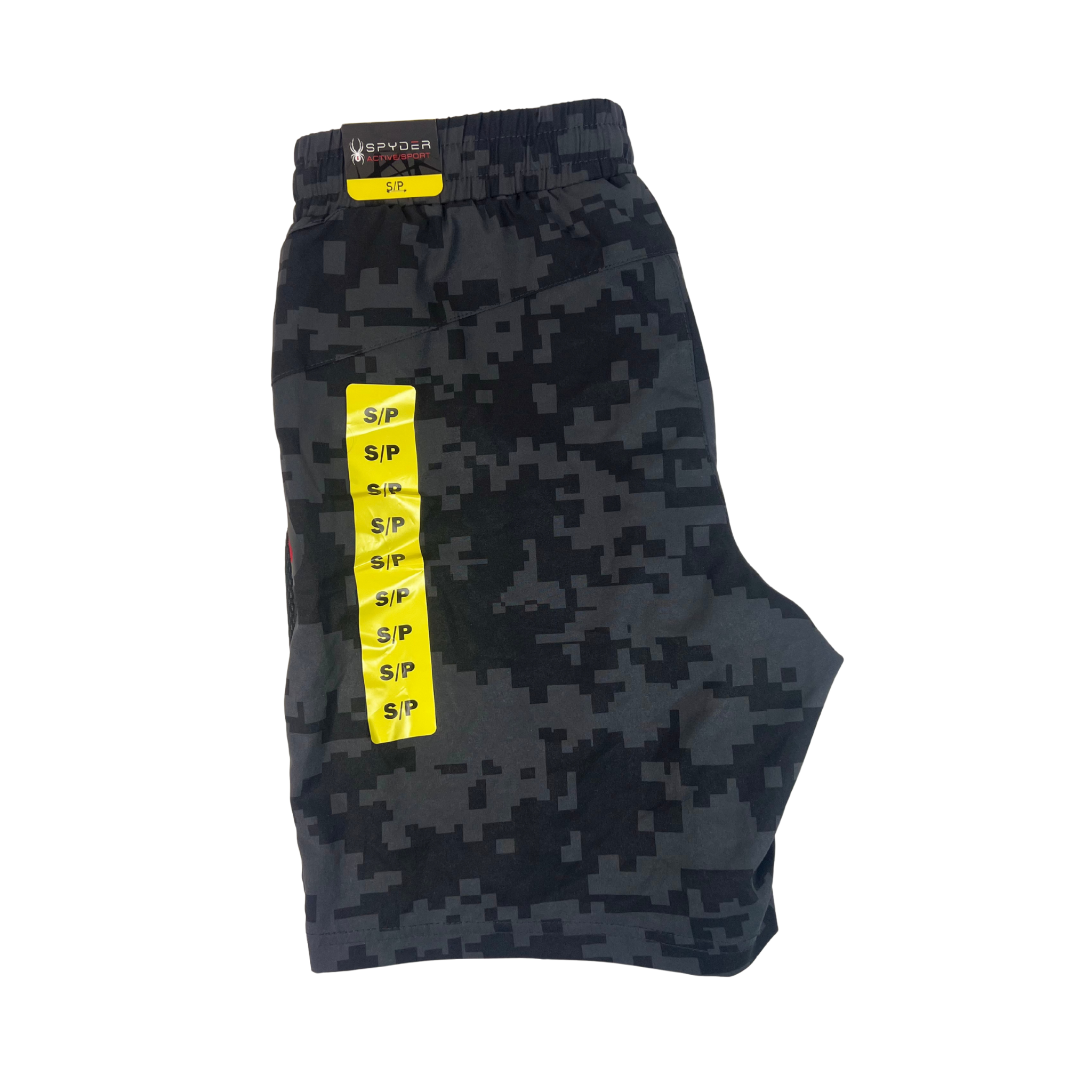 Men’s Black Pattern Stretch Athletic Shorts – Size S