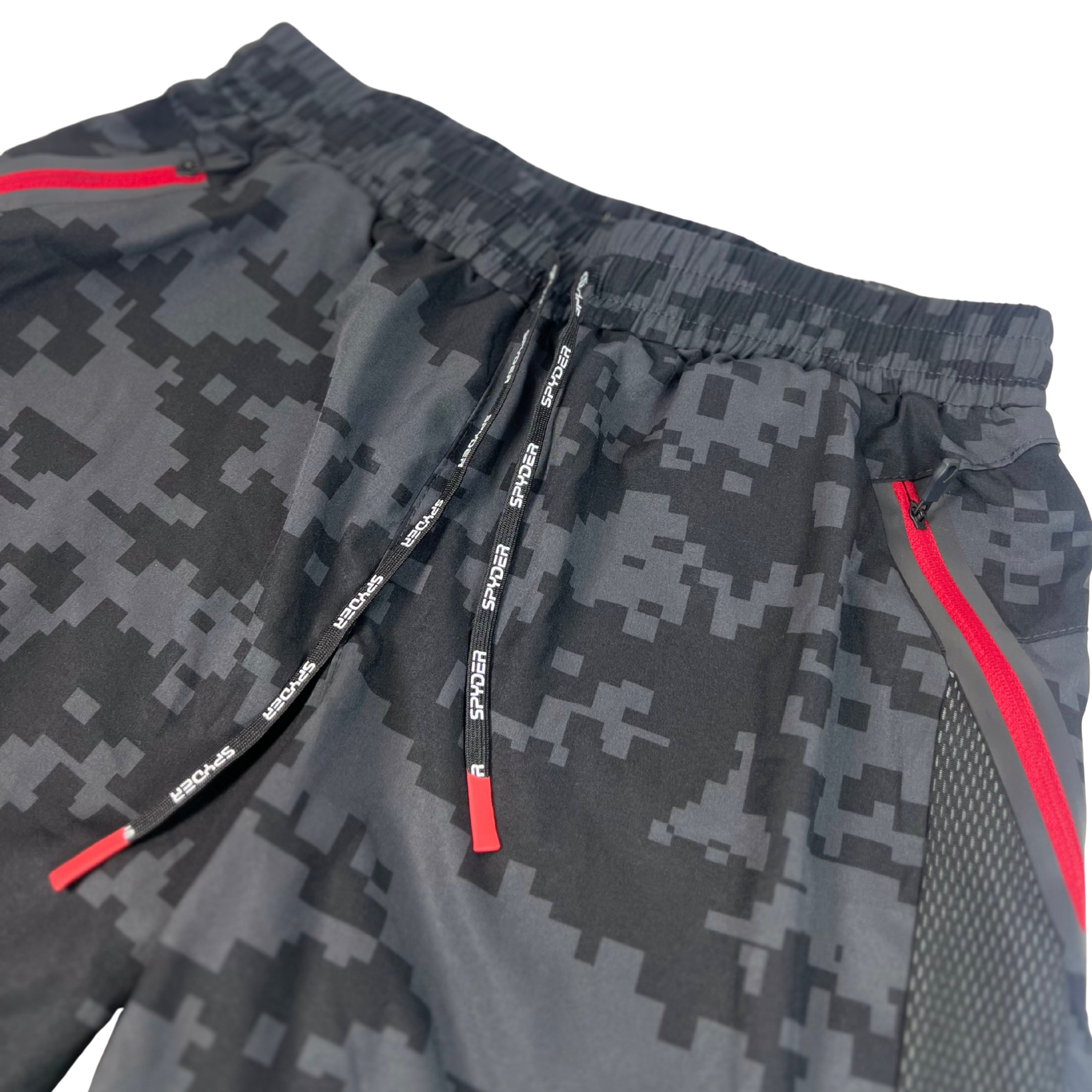 Men’s Black Pattern Stretch Athletic Shorts – Size S