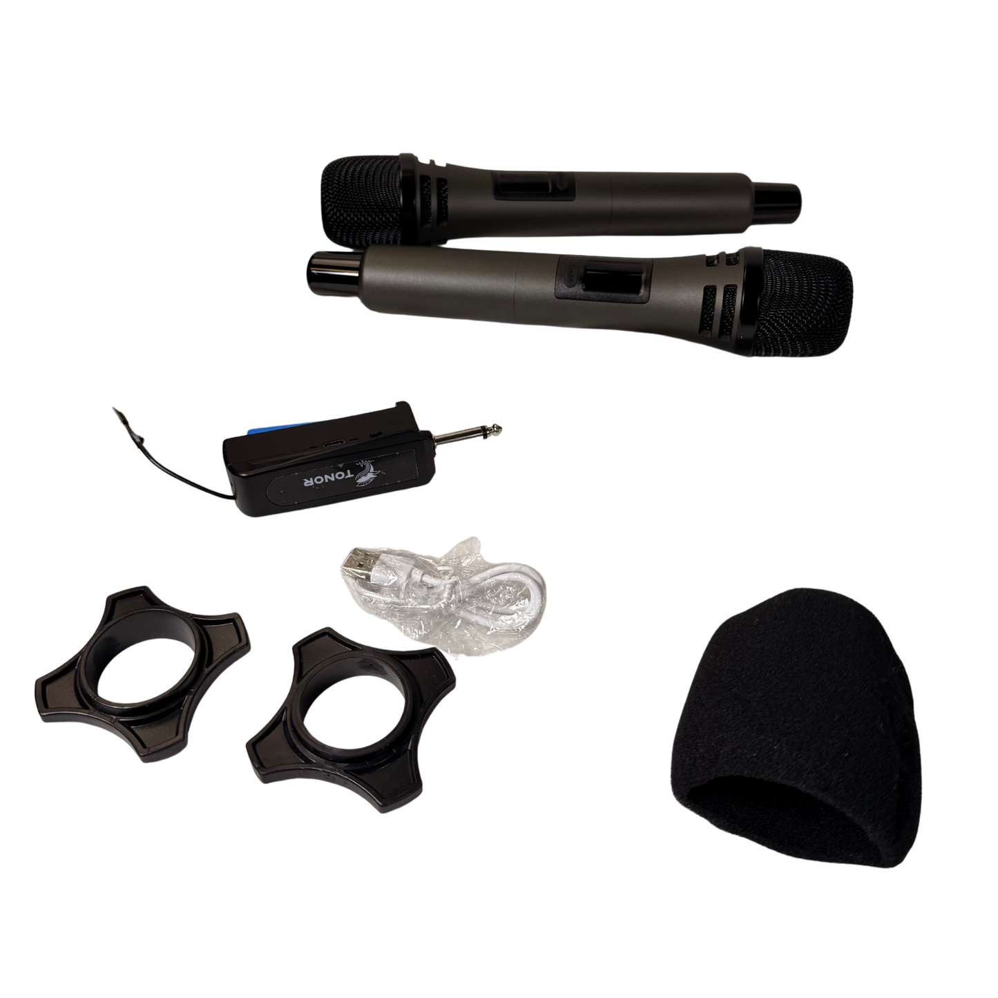 Wireless Dual Microphone System – UHF Cordless Dynamic Mics with Rechargeable Receiver, 15 Channels, Ideal for Karaoke, Parties, Weddings & Events