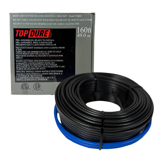 160ft Roof & Gutter Heat Cable – Ice Dam Prevention, 5W/ft, 120V, Weatherproof, CSA ETL Certified