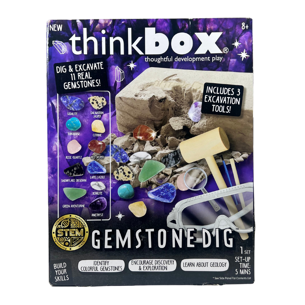 Gemstone Dig Kit for Kids – Excavation STEM Activity with 11 Hidden Gems