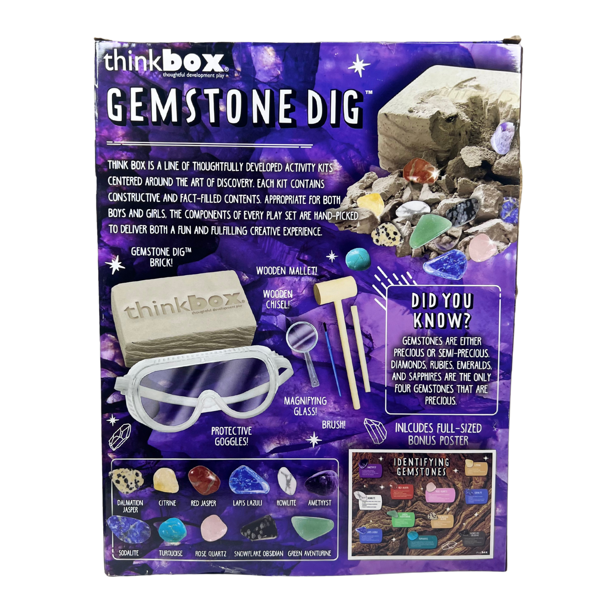 Gemstone Dig Kit for Kids – Excavation STEM Activity with 11 Hidden Gems