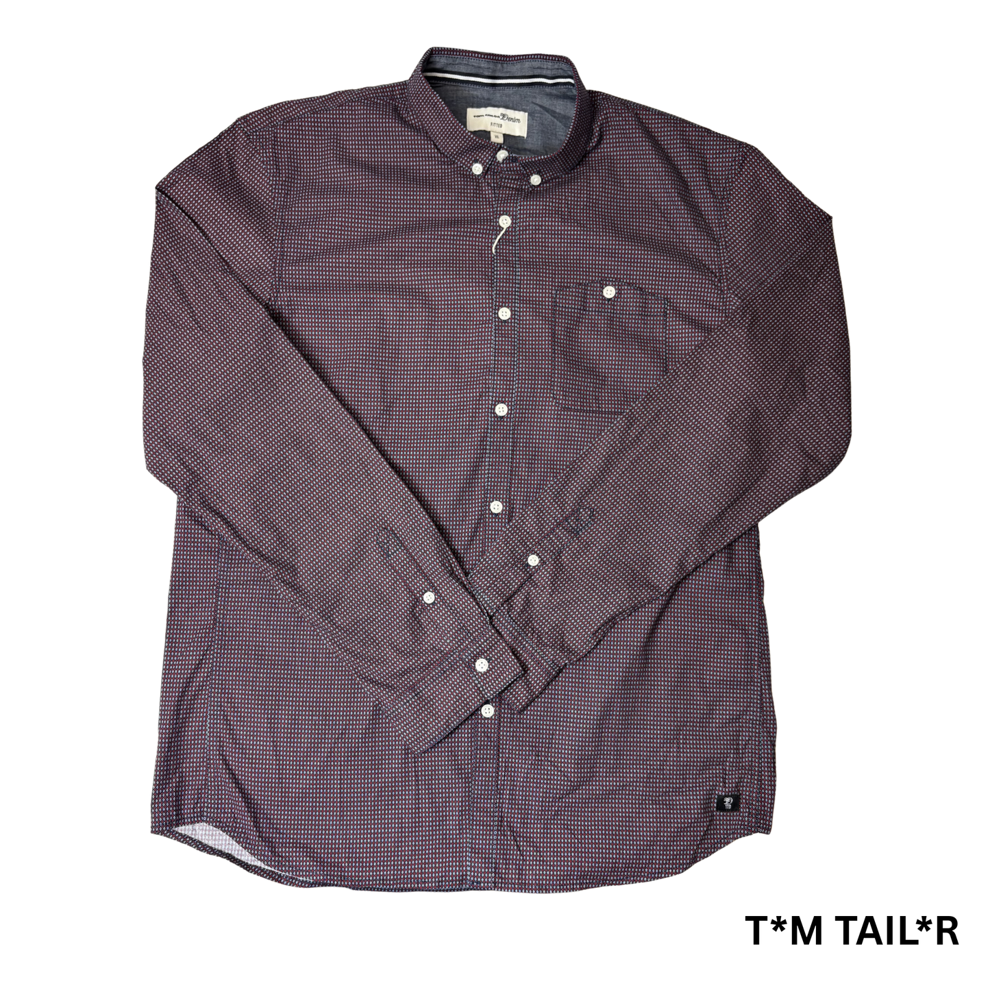 Men’s Blue & Red Button-Down Shirt – Size XL – Stretch Cotton