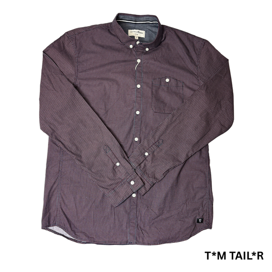 Men’s Blue & Red Button-Down Shirt – Size XL – Stretch Cotton