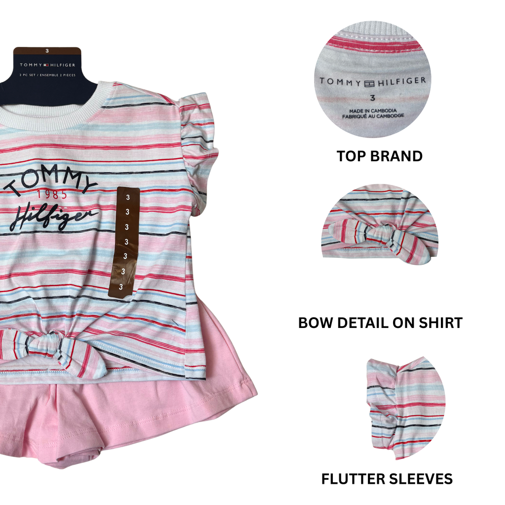 Girls’ 2-Piece Summer Set Short Sleeve Shirt & Pink Shorts Size 3T