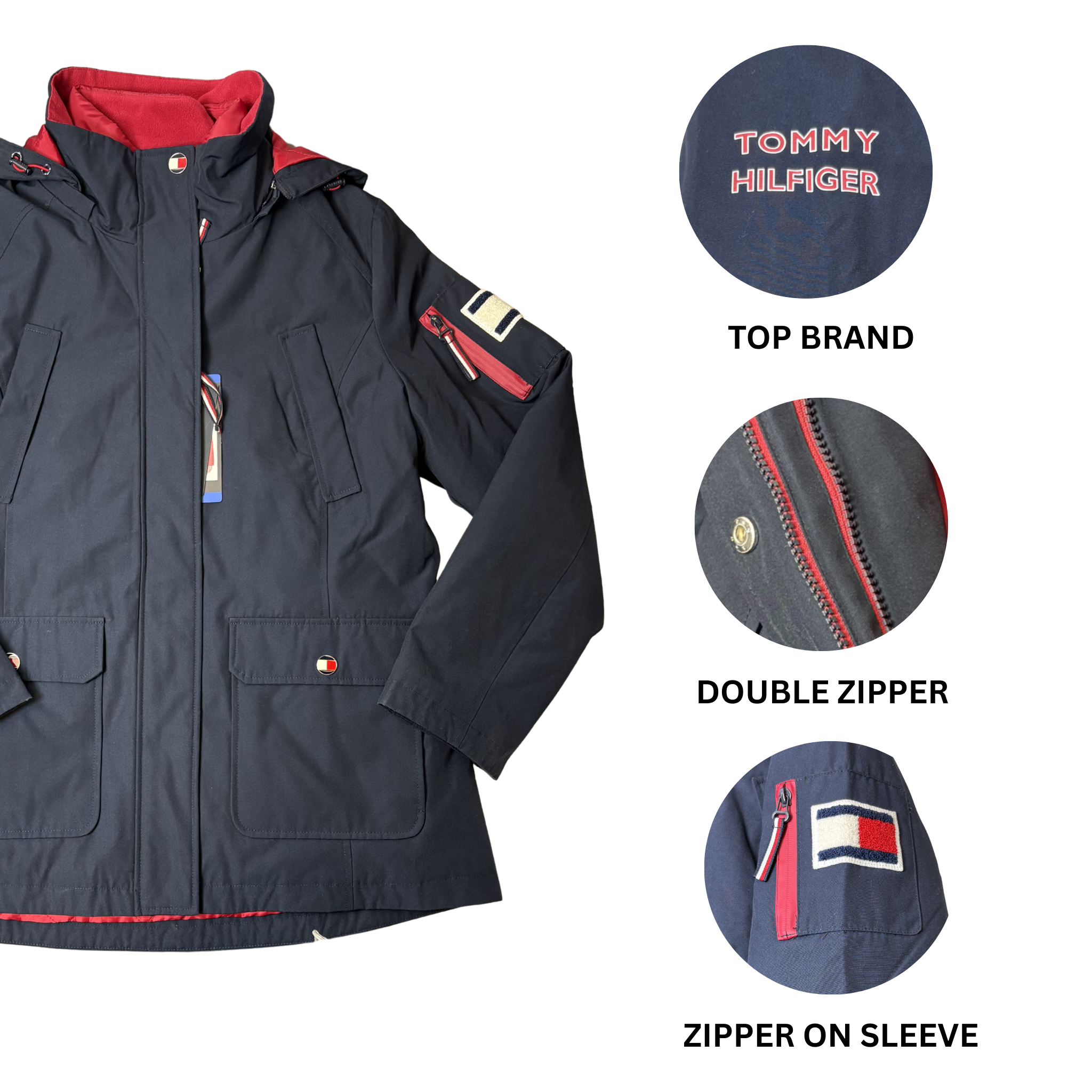 Women's Dark Blue and Red 2-in-1 Jacket - L