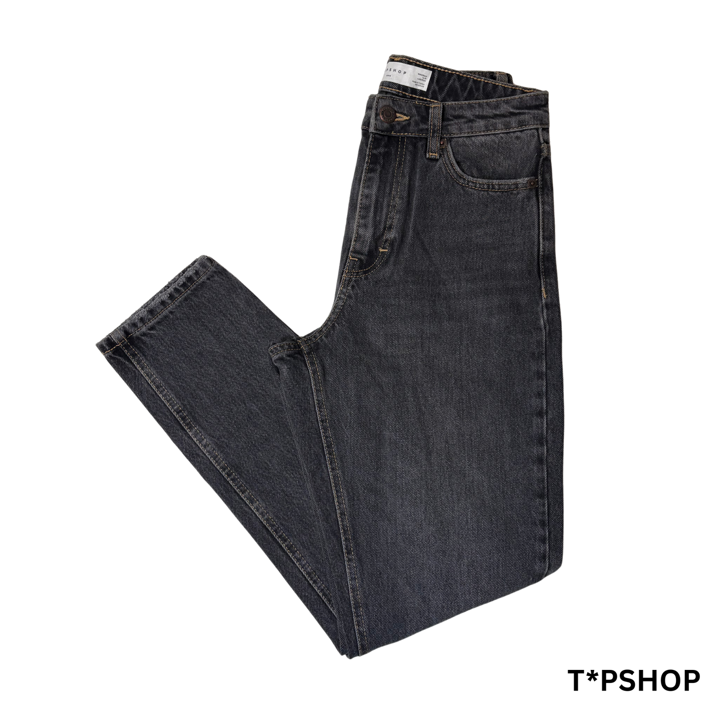 Women’s Black Wash High-Waisted Jeans, Size 4