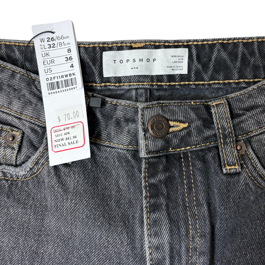 Women’s Black Wash High-Waisted Jeans, Size 4