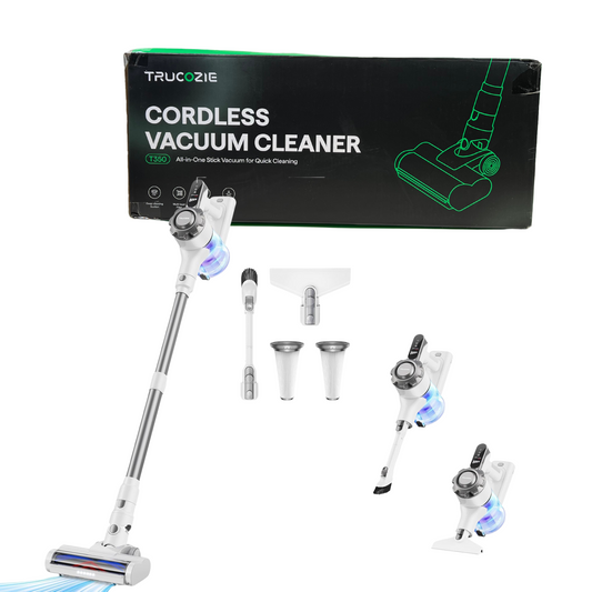 Trucozie Cordless Vacuum Cleaner – 38Kpa, 45min Runtime, 8-in-1 Lightweight Stick Vacuum for Pet Hair, Carpets, and Hard Floors