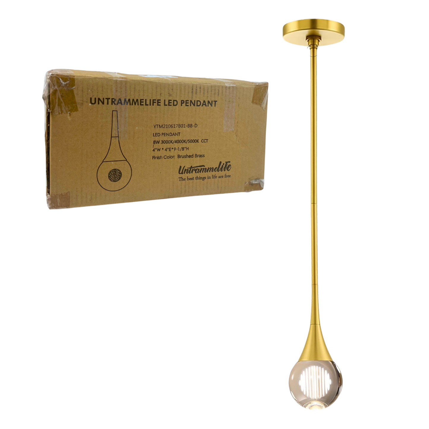 Untrammelife 1-Light Crystal Teardrop Pendant – Modern Gold Mini Globe LED Light