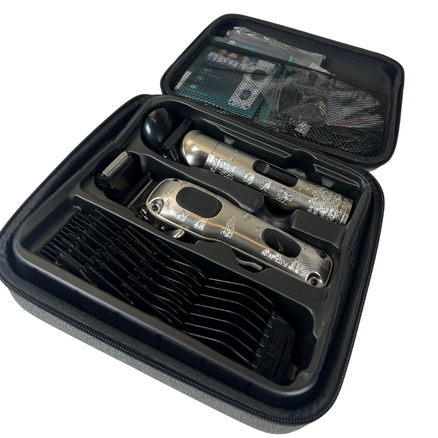 Cordless Hair Clippers and Trimmer Set for Men – Professional Grooming Kit (Grey)