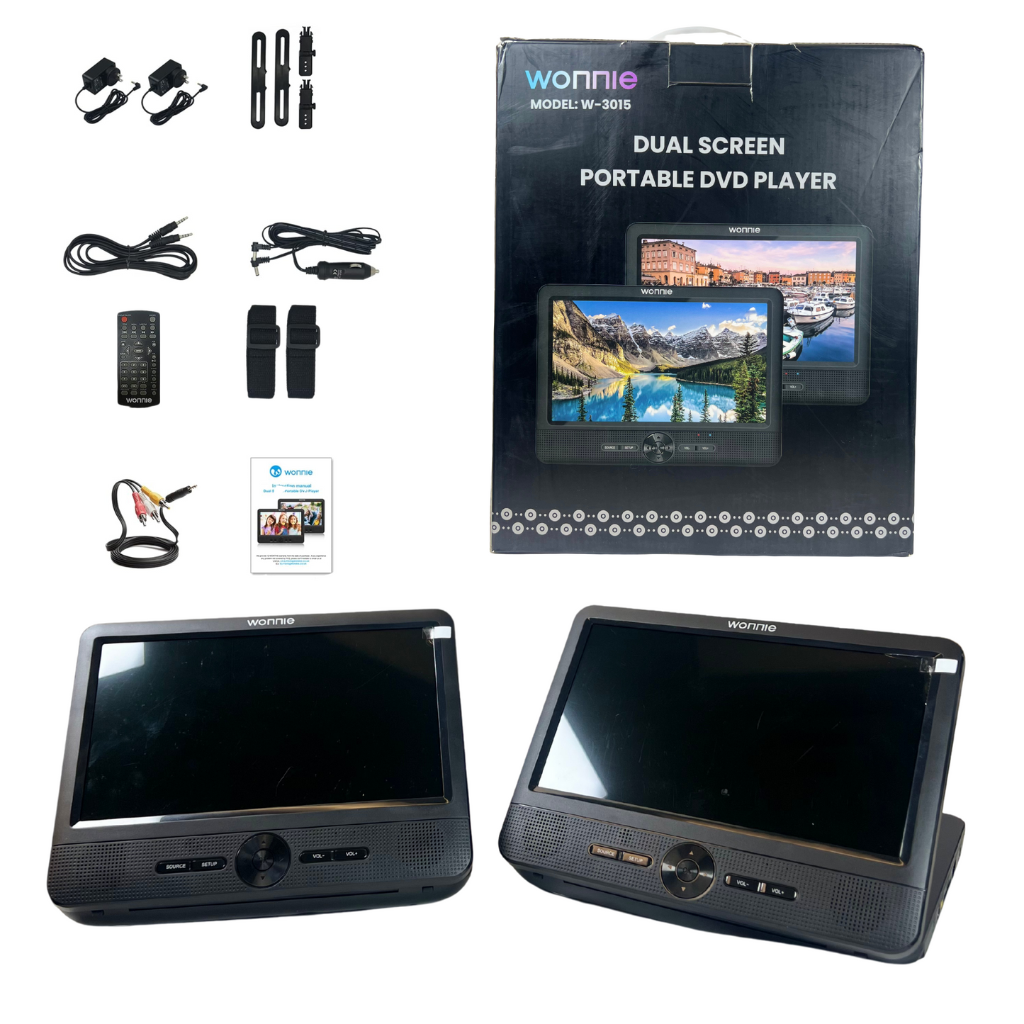 10.5" Dual Screen Portable Car DVD Players – Play Same or Different Movies, USB/SD Compatible, 5-Hour Battery, Mounting Brackets Included