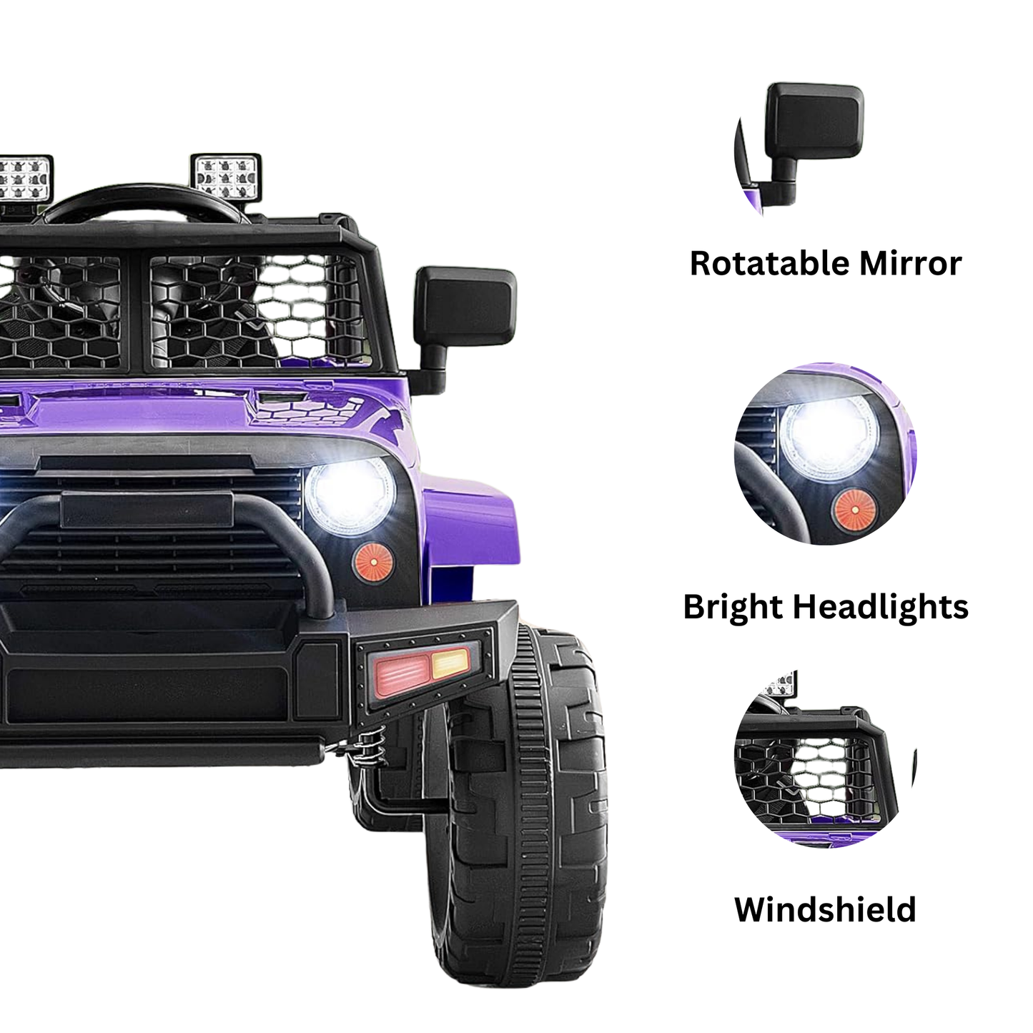 Jeep rotatable mirror bright headlights windshield