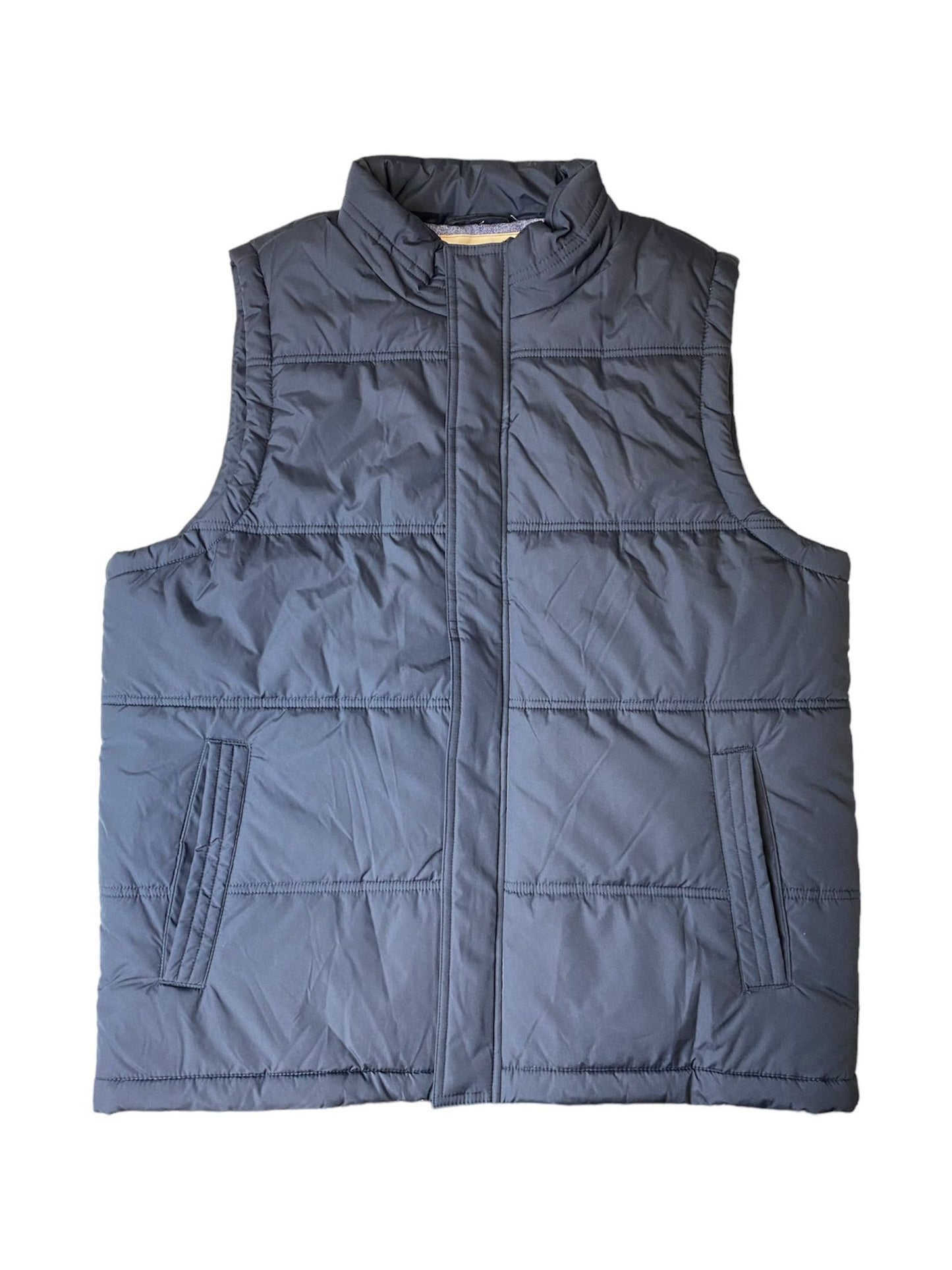 Men's Fleece Fabric Plaid Lined Puff Vest - L