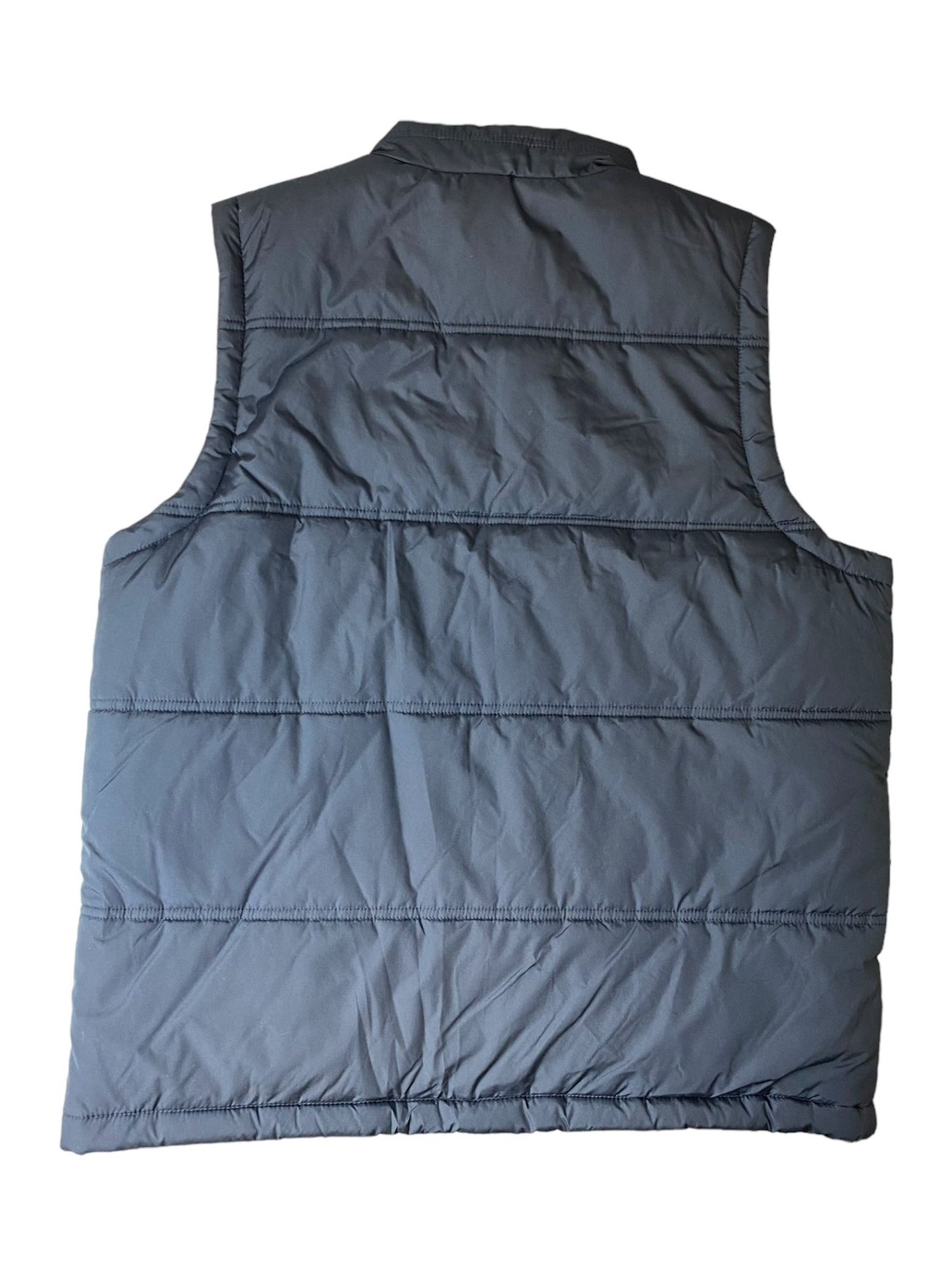 Men's Fleece Fabric Plaid Lined Puff Vest - L