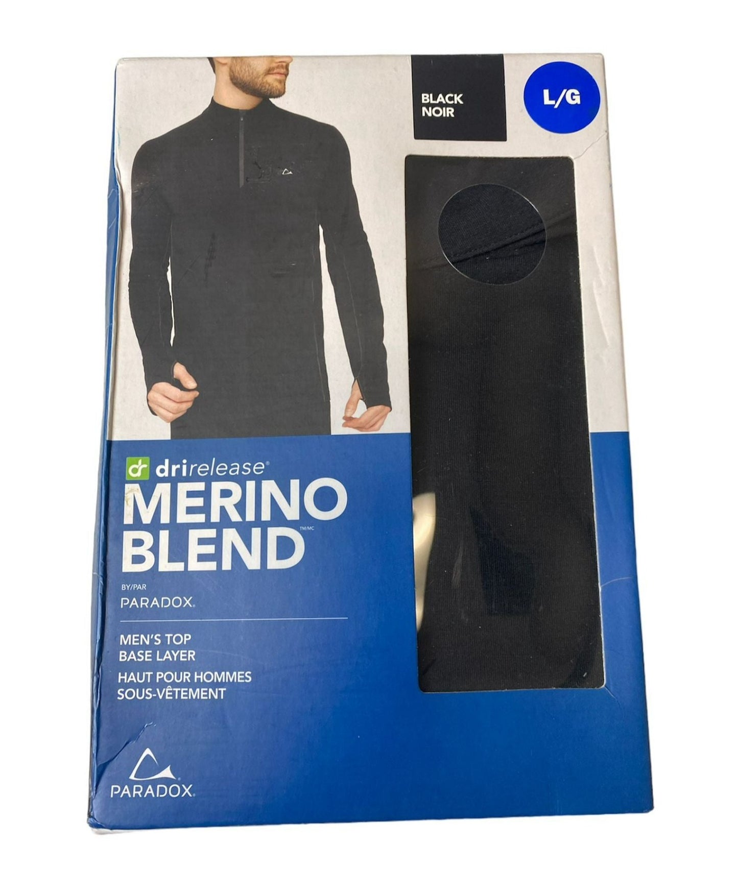 Men's Black Merino Blend Base Layer - L