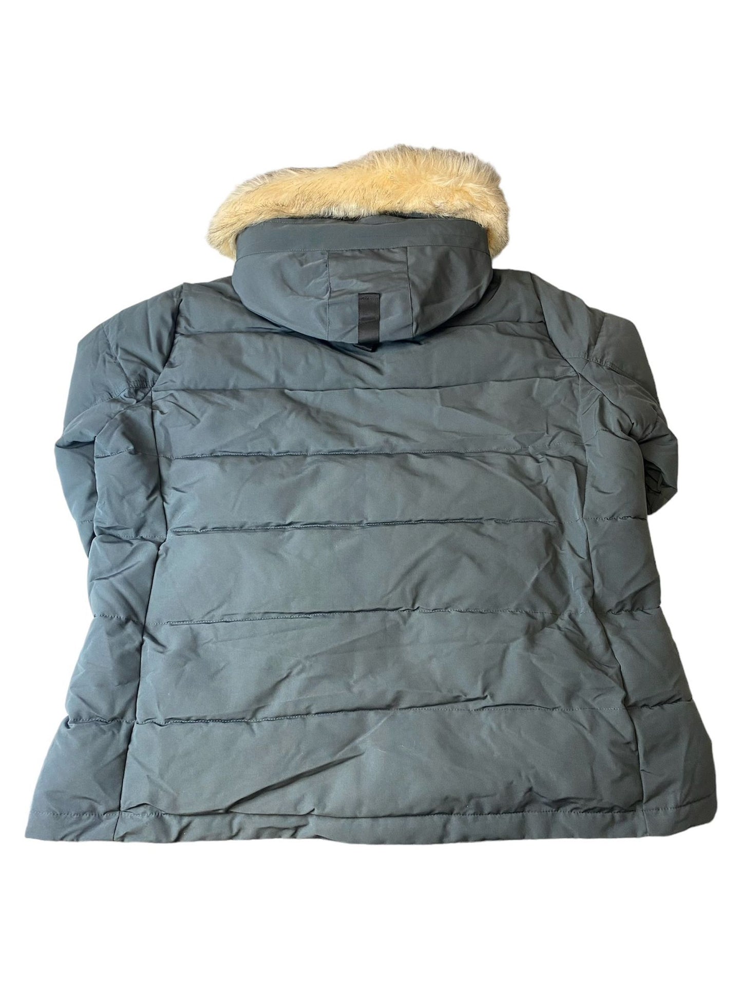 Men's Gray Fur Hood Trim Jacket - XXL