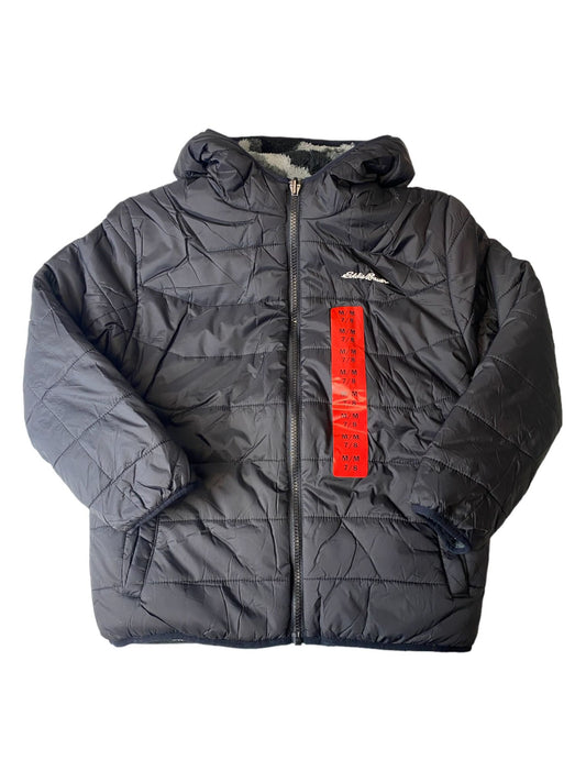 Boys Black Reversable Puff Jacket - M (7/8)