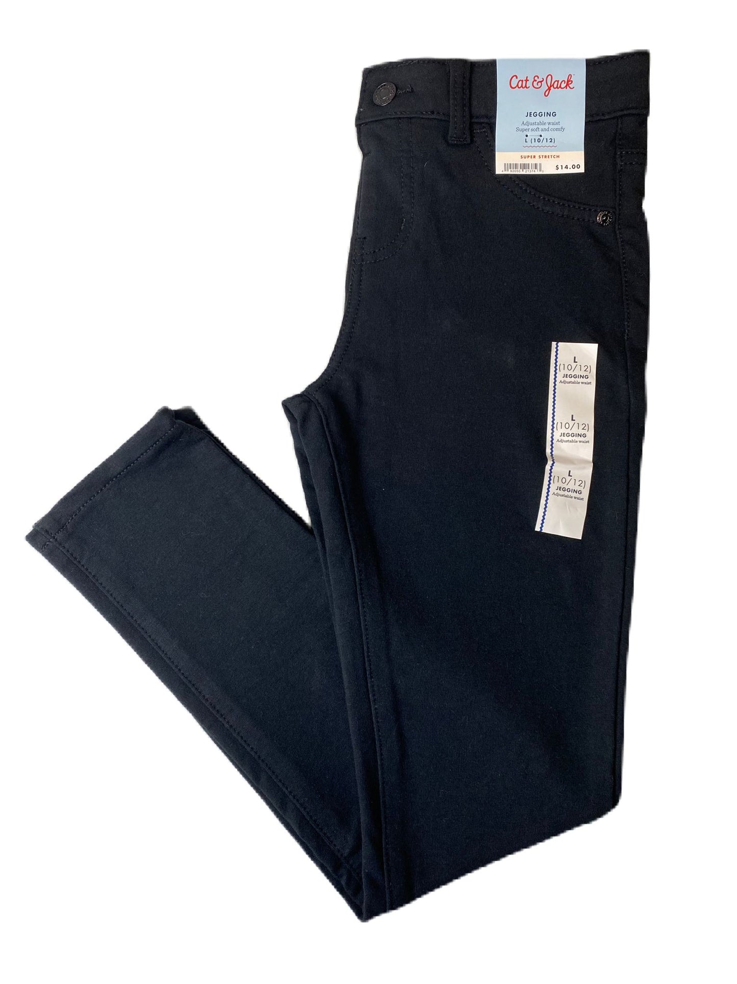 Jeggings elásticos con cintura ajustable en negro - L (10/12)