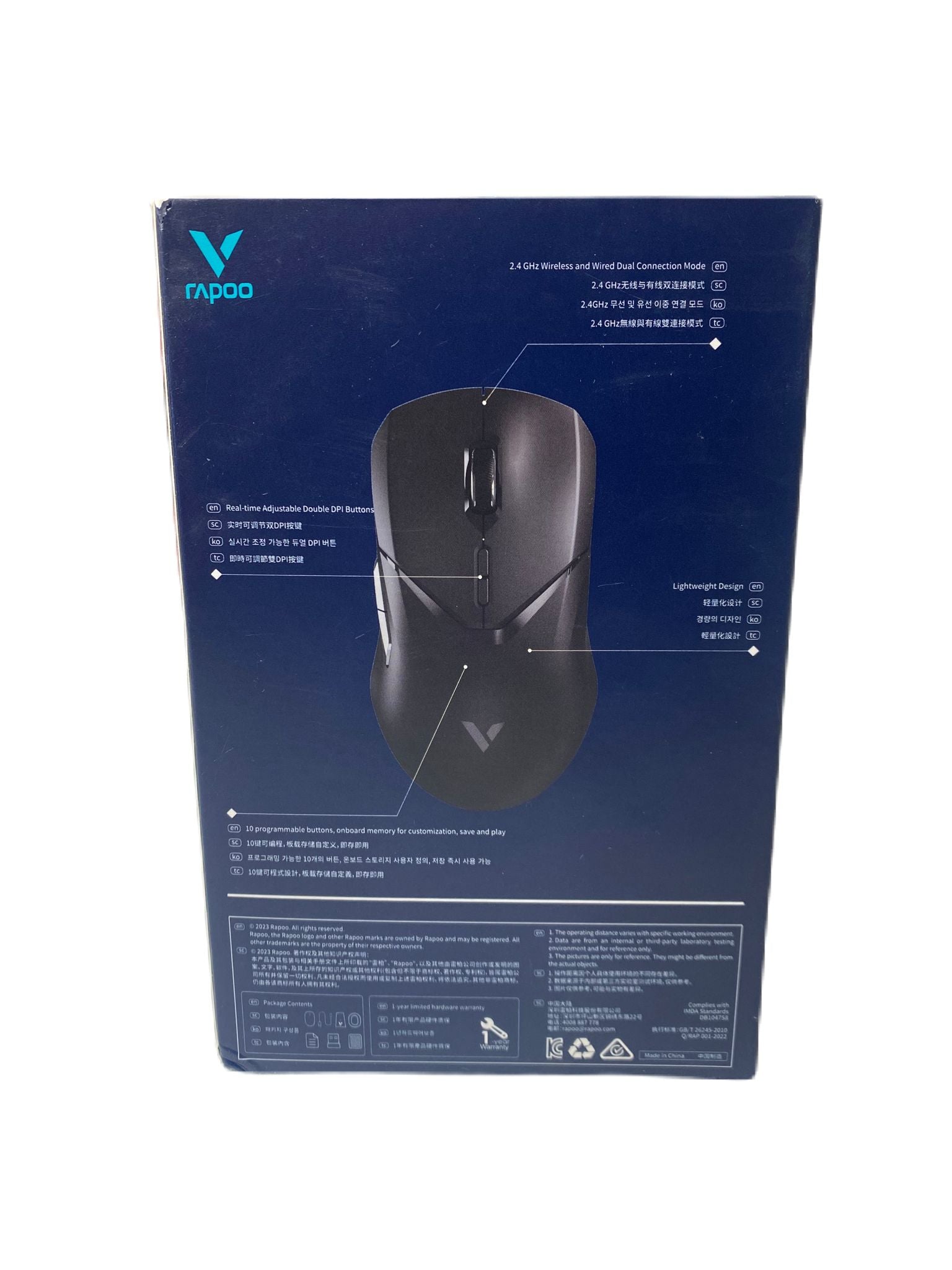 Rapoo VT9Pro Wireless Gaming Mouse – 26000 DPI, 68g Lightweight, 10 Buttons, Long Battery Life