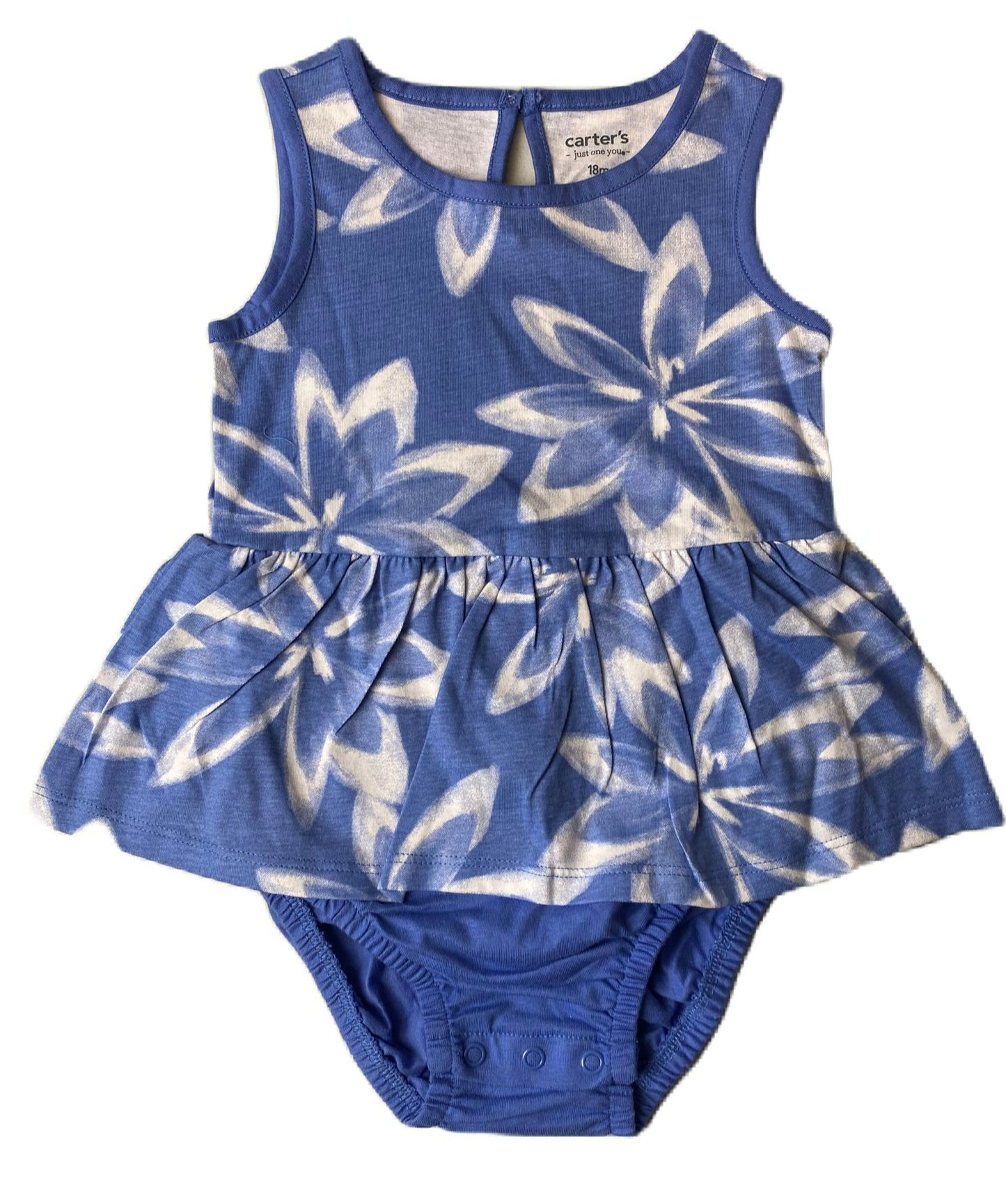 Baby Girls Blue Flower One Piece - 18M