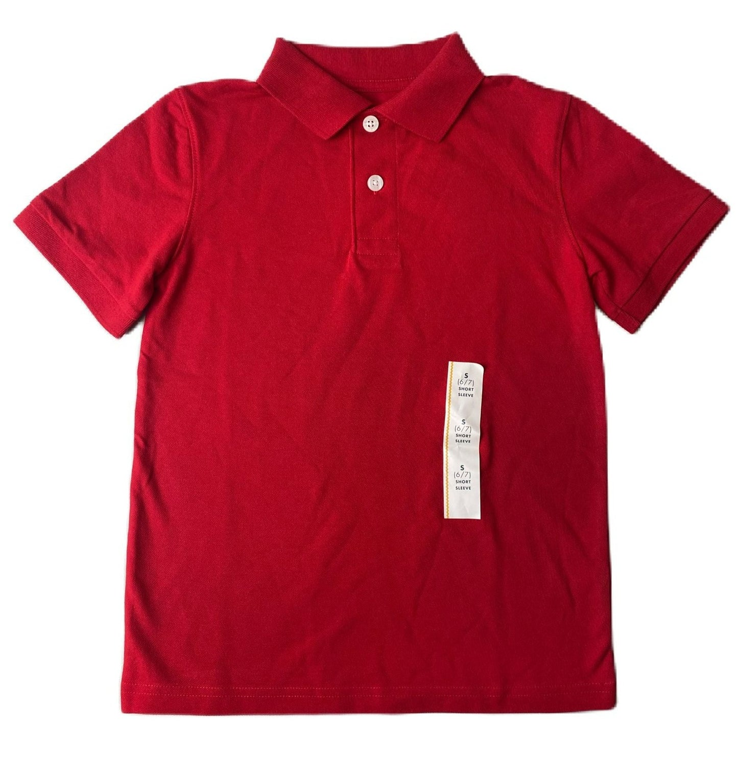 Boys Red Button-Up Polo Shirt - S (6/7)