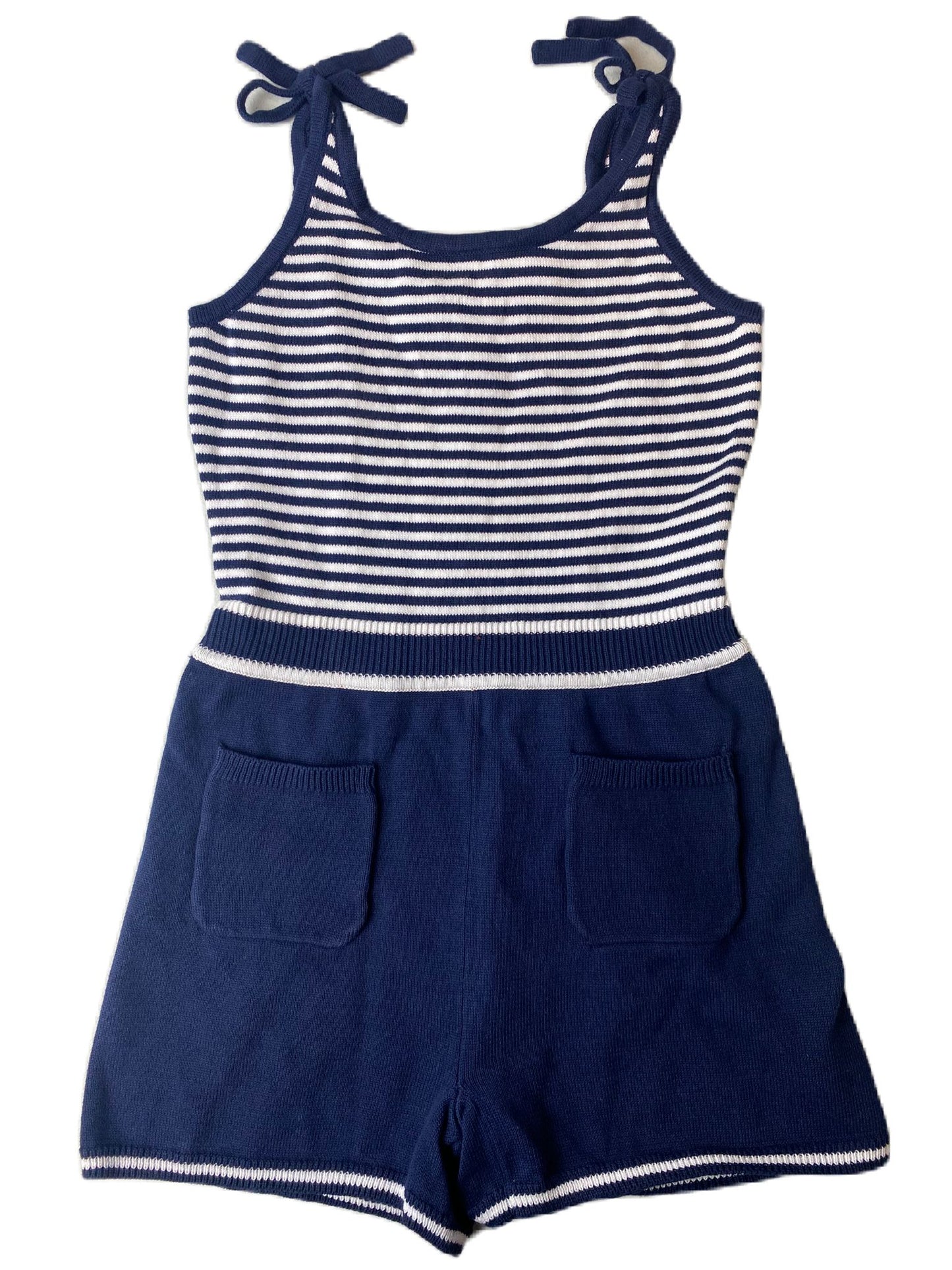 Girls Blue and White Romper - 6