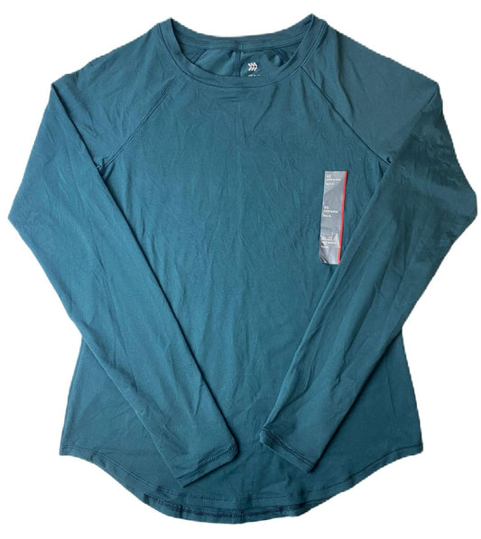 Women's Green Semi-fit Crew Neck Long Sleeve Shirt - XS