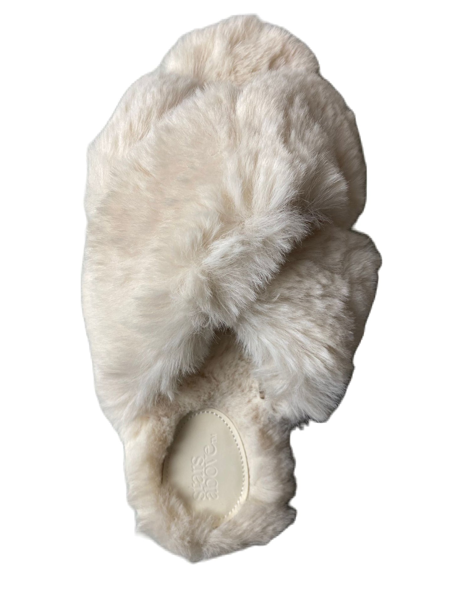 Women's Cream Fluffy Cross Slippers - L (9/10)