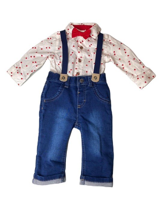 Baby Boys 3-Piece Heart Suspender Set - 3-6M