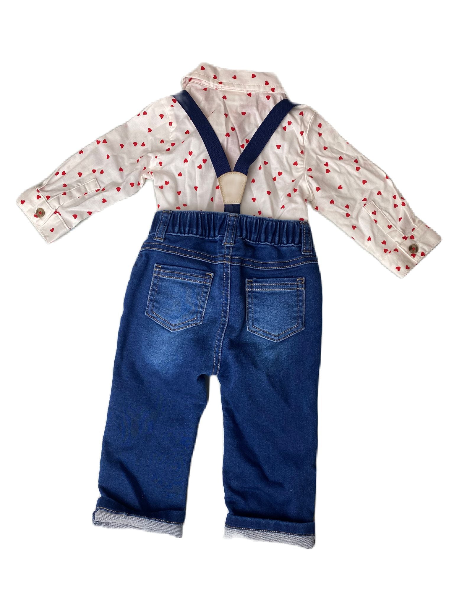 Baby Boys 3-Piece Heart Suspender Set - 3-6M