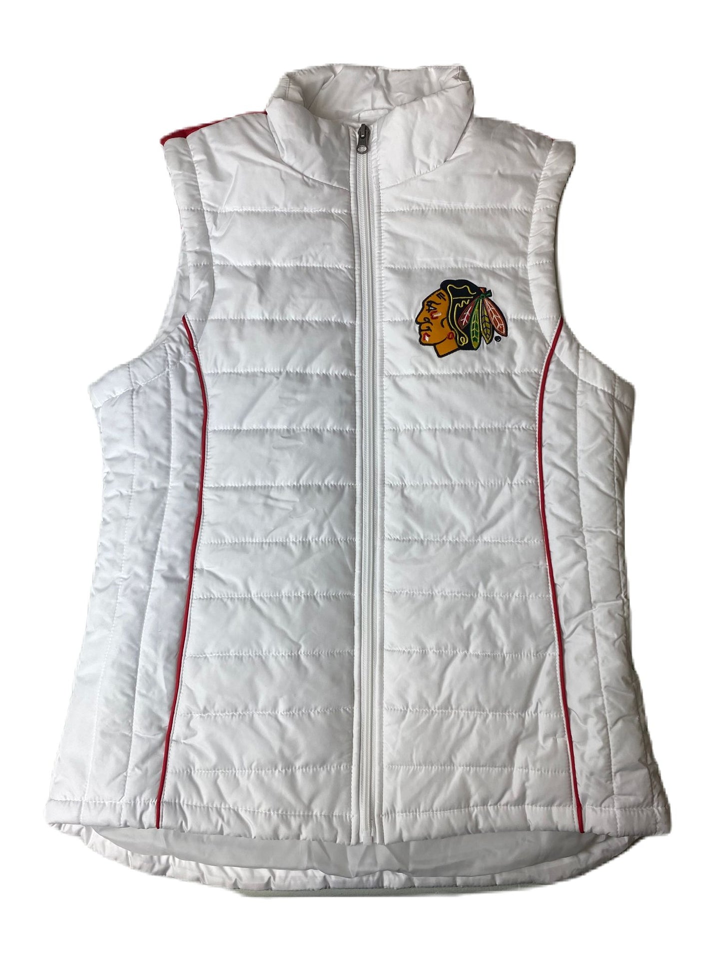 Women's White and Red Blackhawks Vest - M