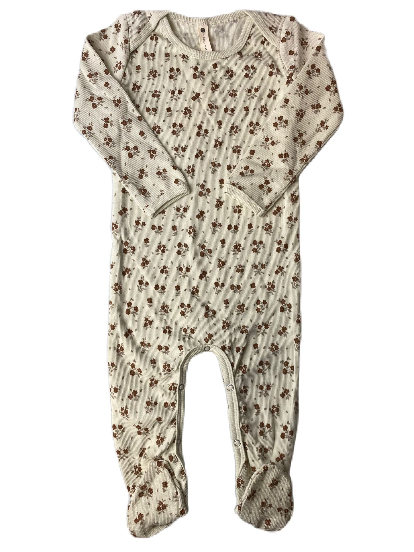 Baby Girls Copper Flower Ribbed Footed One Piece - 18-24M