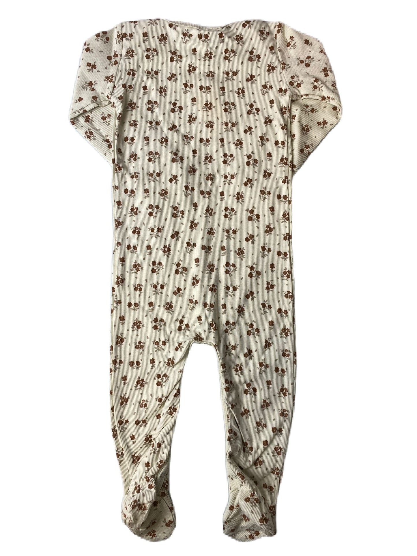 Baby Girls Copper Flower Ribbed Footed One Piece - 18-24M