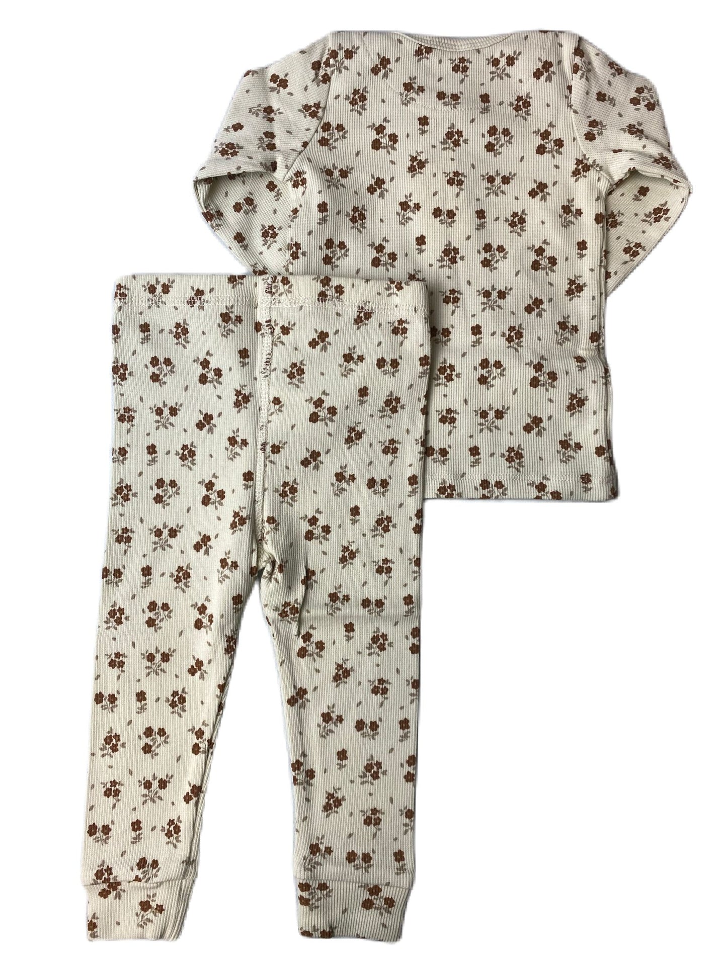 Baby Girls Copper Flower Ribbed Long Sleeve and Leggings Set - 12-18M