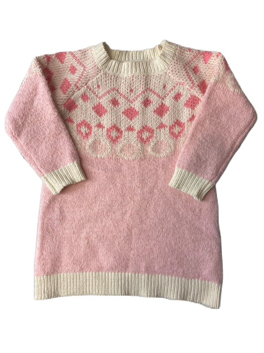 Baby Girls Pink Pink and Cream Oversized Sweater - 18M