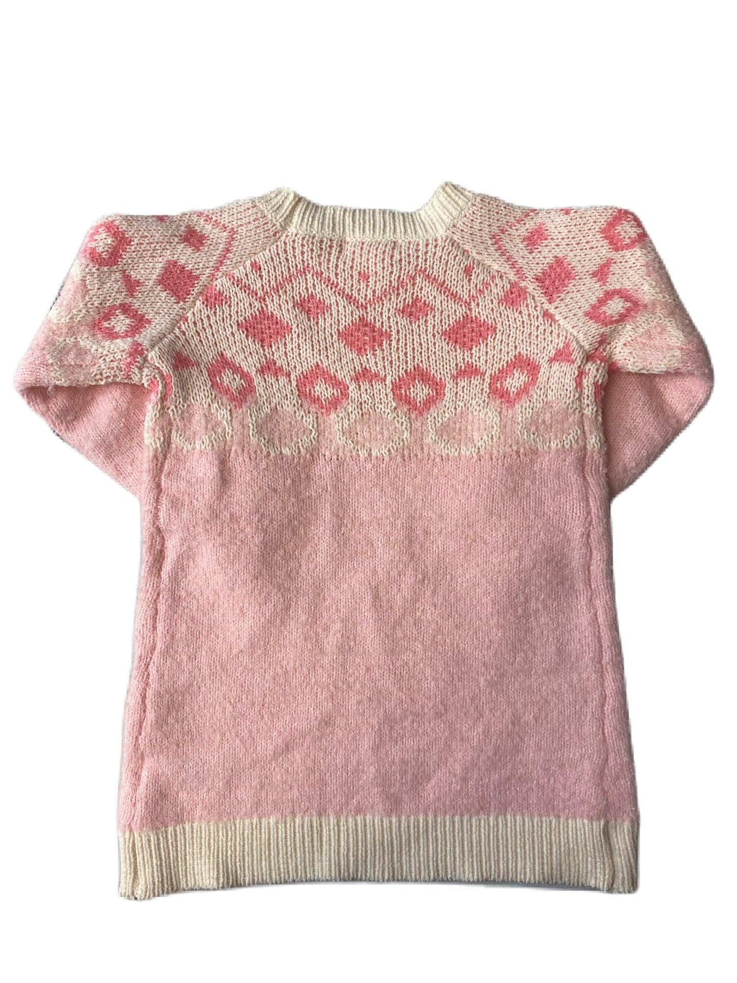 Baby Girls Pink Pink and Cream Oversized Sweater - 18M